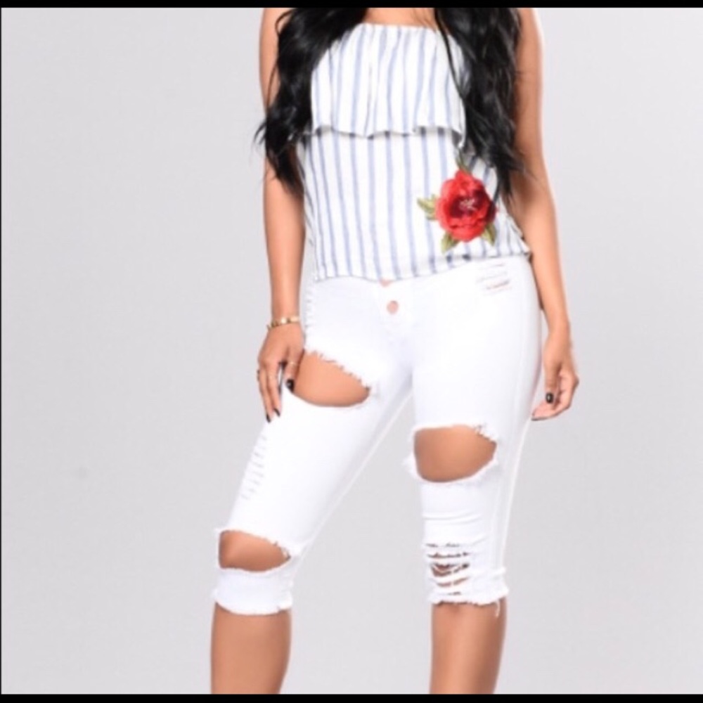Fashion Nova White Scheming Bermuda Shorts